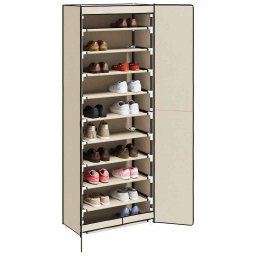 vidaXL Schoenenkast 60x30x166 cm stof crèmekleurig