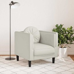 vidaXL Fauteuil met kussen fluweel crèmekleurig