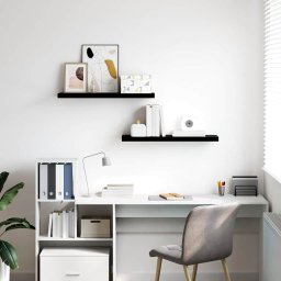 vidaXL Wandschappen zwevend 2 st 80x23,5x3,8 cm MDF hoogglans zwart