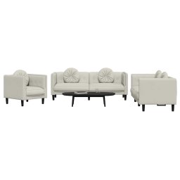 vidaXL 3-delige Loungeset met kussens fluweel crèmekleurig