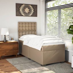 vidaXL Boxspring met matras kunstleer cappuccinokleurig 90x190 cm