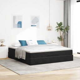 vidaXL Ottoman bed met matras 180x200cm fluweel zwart