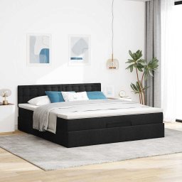 vidaXL Ottoman bed met matras 180x200cm stof zwart