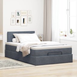 vidaXL Ottoman bed met matras 120x200cm fluweel donkergrijs