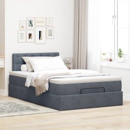 vidaXL Ottoman bed met matras 120x200cm fluweel donkergrijs