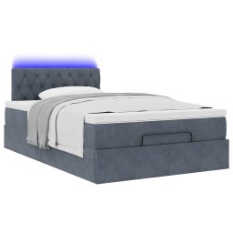 vidaXL Ottoman bed met matras en LED's 120x200cm fluweel donkergrijs