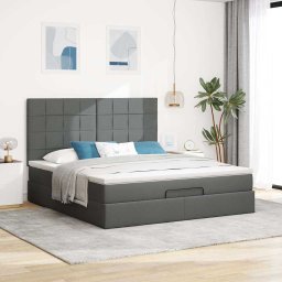 vidaXL Ottoman bed met matras 180x200cm stof donkergrijs