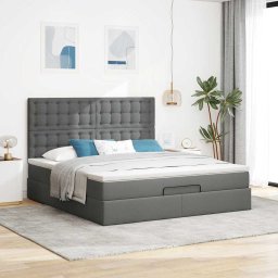 vidaXL Ottoman bed met matras 180x200cm stof donkergrijs
