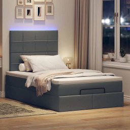 vidaXL Ottoman bed met matras en LED's 120x200cm stof donkergrijs