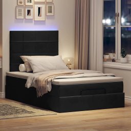 vidaXL Ottoman bed met matrassen en LED's 120x200cm fluweel zwart