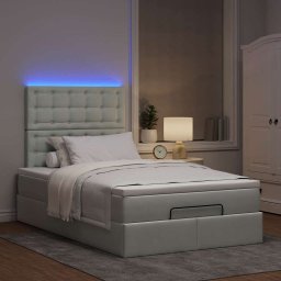 vidaXL Ottoman bed met matrassen en LED's 120x200cm fluweel lichtgrijs