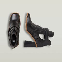 Ringer Mid Strap Lederen Boots - Zwart - Dames