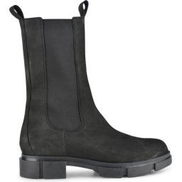 PS Poelman Lynn Dames Nubuck Leren Chelsea- Maat 41 - Enkellaarzen met Elastiek - Zwart