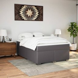 vidaXL Boxspring met matras kunstleer grijs 140x190 cm