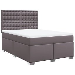 vidaXL Boxspring met matras kunstleer grijs 140x190 cm