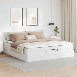 vidaXL Ottoman bed met matras 160x200cm kunstleer wit