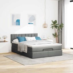 vidaXL Bed met matras 140x190 cm stof donkergrijs