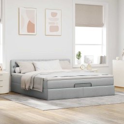 vidaXL Bed met matras 160x200 cm stof lichtgrijs