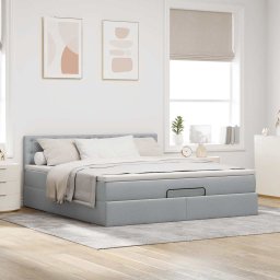 vidaXL Bed met matras 160x200 cm stof lichtgrijs