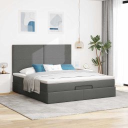 vidaXL Ottoman bed met matras 160x200cm stof donkergrijs