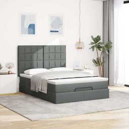 vidaXL Ottoman bed met matras 140x190cm stof donkergrijs
