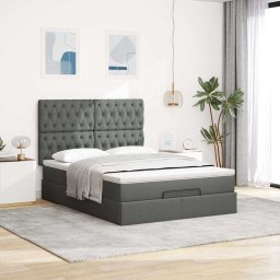 vidaXL Ottoman bed met matras 140x190cm stof donkergrijs