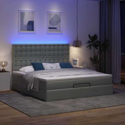 vidaXL Ottoman bed met matras en LED's 160x200cm stof donkergrijs