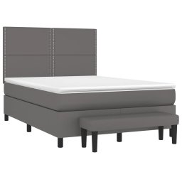 vidaXL Boxspring met matras kunstleer grijs 140x200 cm