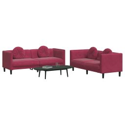 vidaXL 2-delige Loungeset met kussens fluweel wijnrood