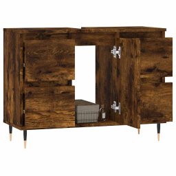 vidaXL Badkamerkast 80x33x60 cm bewerkt hout gerookt eikenkleurig