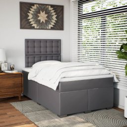 vidaXL Boxspring met matras kunstleer grijs 120x200 cm