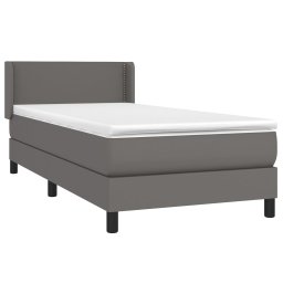vidaXL Boxspring met matras kunstleer grijs 100x200 cm