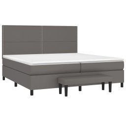vidaXL Boxspring met matras kunstleer grijs 200x200 cm