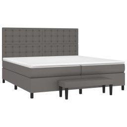vidaXL Boxspring met matras kunstleer grijs 200x200 cm