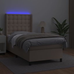 vidaXL Boxspring met matras en LED kunstleer cappuccinokleur 90x190 cm
