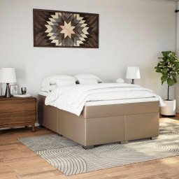vidaXL Boxspring met matras kunstleer cappuccinokleurig 140x190 cm