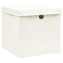 vidaXL Opbergboxen met deksel 4 st 32x32x32 cm stof wit