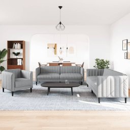 vidaXL 3-delige Loungeset stof lichtgrijs
