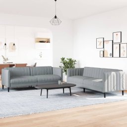 vidaXL 2-delige Loungeset stof lichtgrijs