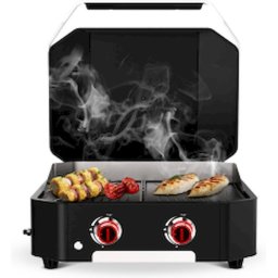 Cozze - Plancha 600 met Deksel en 2 Branders 65 cm 30Mbar 6.4KW - Roestvast Staal - Zwart