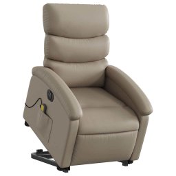 vidaXL Sta-op-massagestoel elektrisch kunstleer cappuccinokleurig