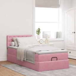 vidaXL Ottoman bed met matras 90x200cm fluweel roze