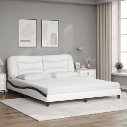 vidaXL Bed met matras "Hvar" kunstleer wit en zwart 180x200 cm