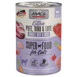 6x400g Kitten (Kalkoen, Rund, Eend) MAC´s CAT Kattenvoer