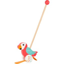Small Foot - Houten Duwfiguur Papegaai Lori met Stok
