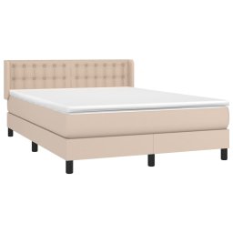 vidaXL Boxspring met matras kunstleer cappuccinokleurig 140x190 cm