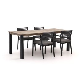 + 15% kassakorting | Bellagio Rumo/ROUGH-S 160cm dining tuinset 5-delig stapelbaar - Laagste prijsgarantie!