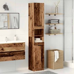 vidaXL Badkamerkast 32x34x188,5 cm bewerkt hout oud houtkleurig