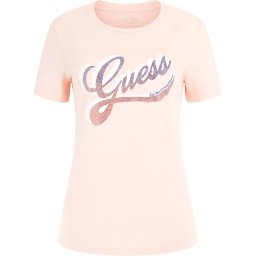 Guess - Maat M - SS CN Shaded Logo T-Shirt - Dames - Calm Pink