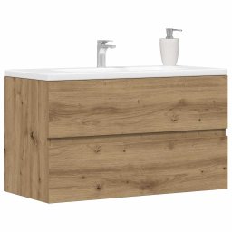 vidaXL Wastafelkast 90x38,5x45 cm bewerkt hout artisanaal eikenkleur